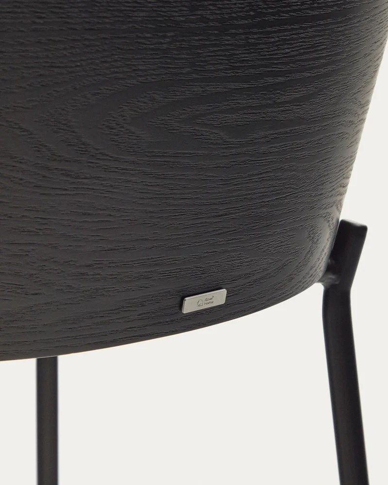 Eamy stool light grey chenille & Black 77 cm