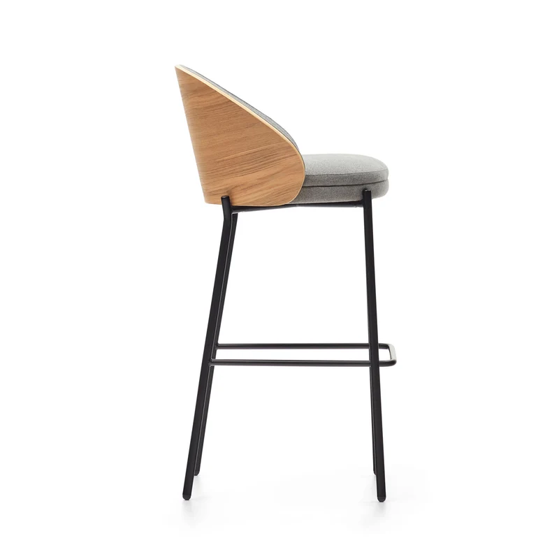 Eamy stool light grey chenille & Natural 77 cm