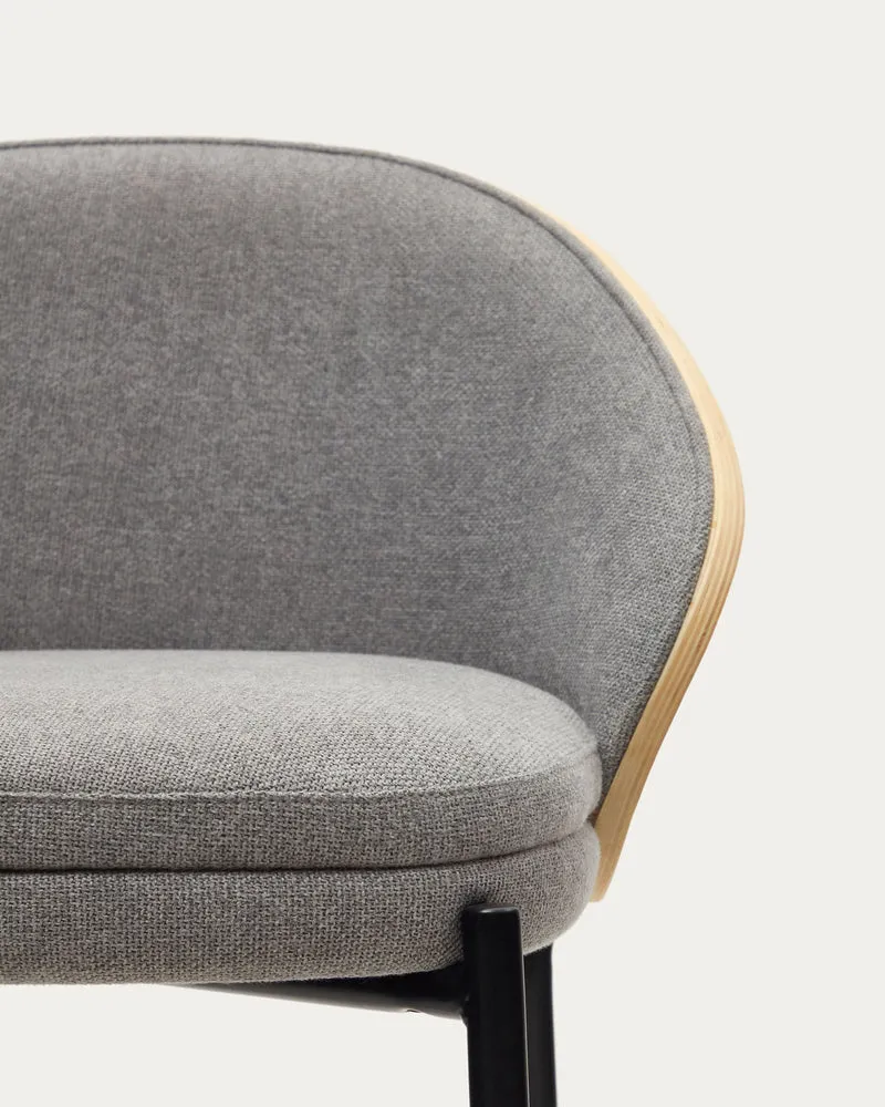 Eamy stool light grey chenille & Natural 77 cm