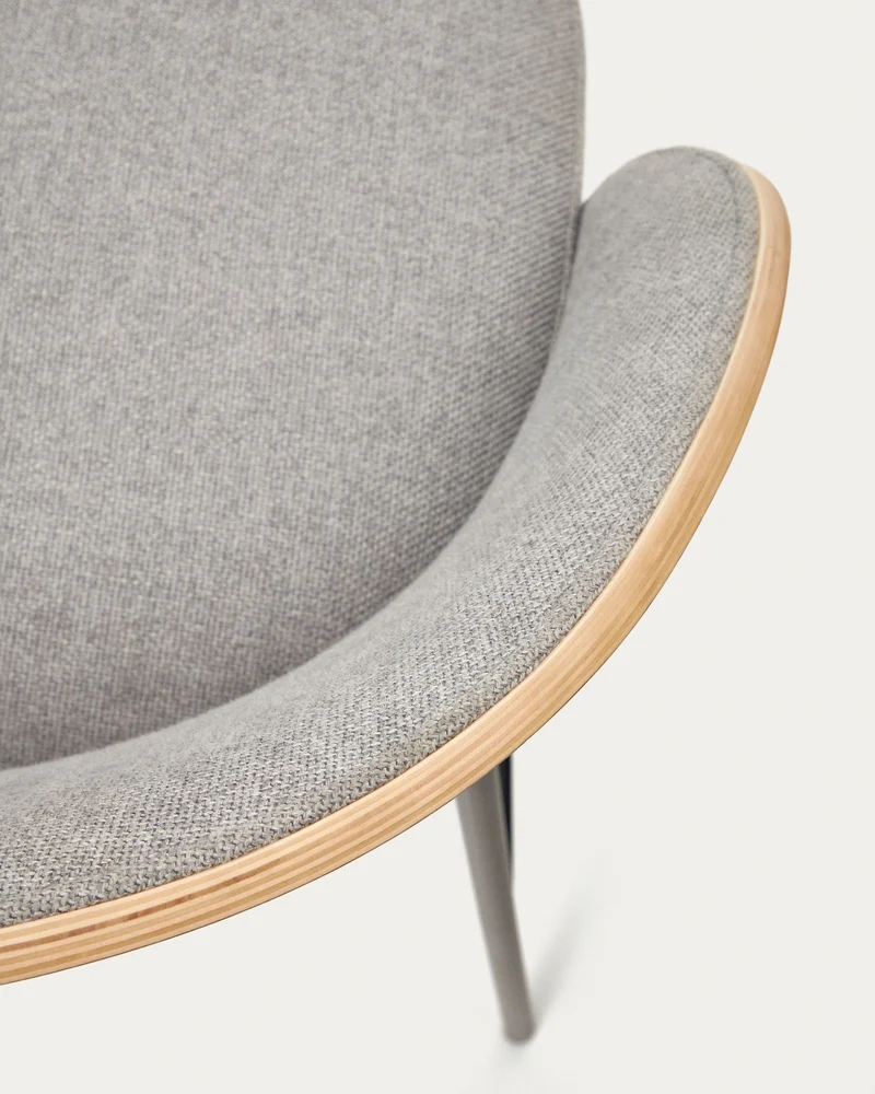 Eamy stool light grey chenille & Natural 77 cm