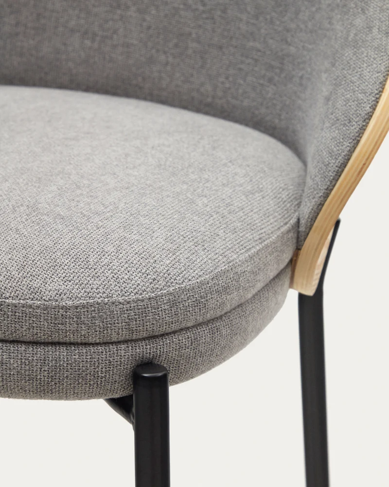Eamy stool light grey chenille & Natural 77 cm