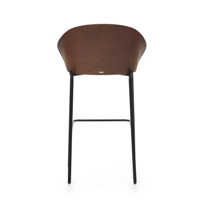 Eamy stool light brown chenille & walnut 77 cm