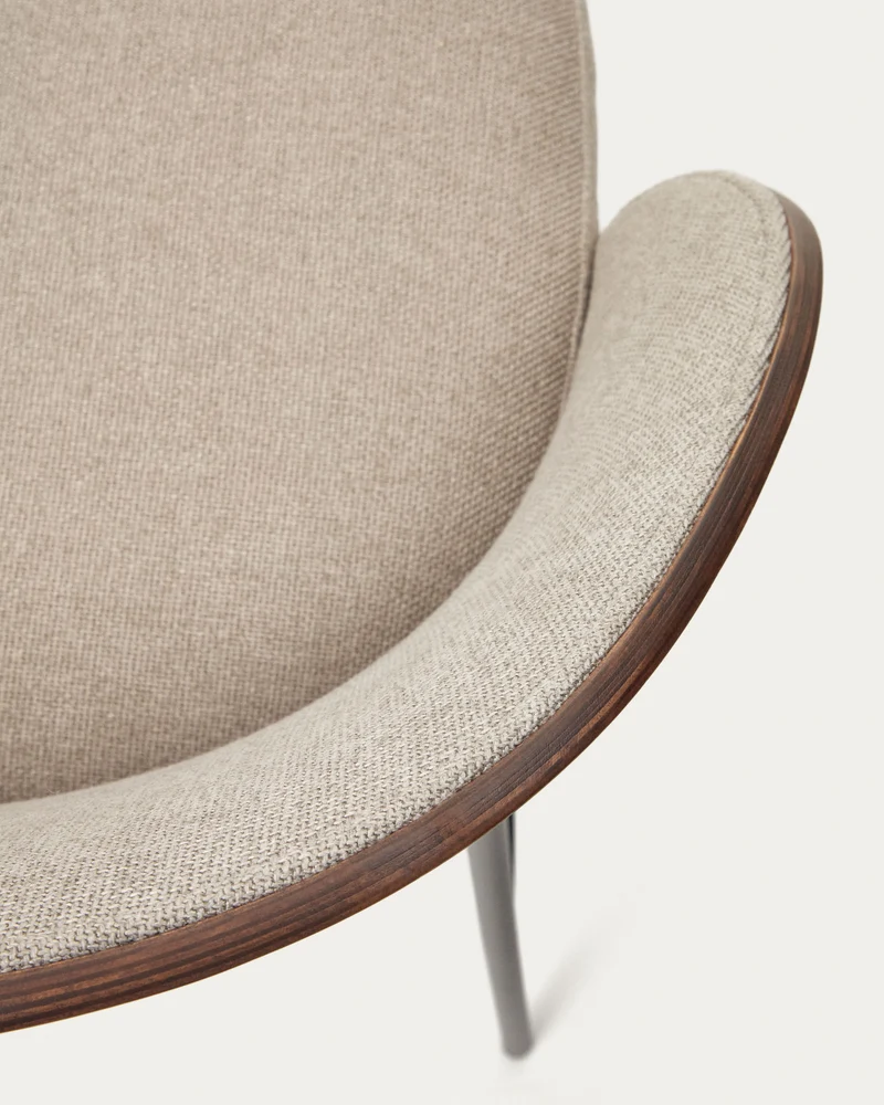 Eamy stool light brown chenille & walnut 77 cm