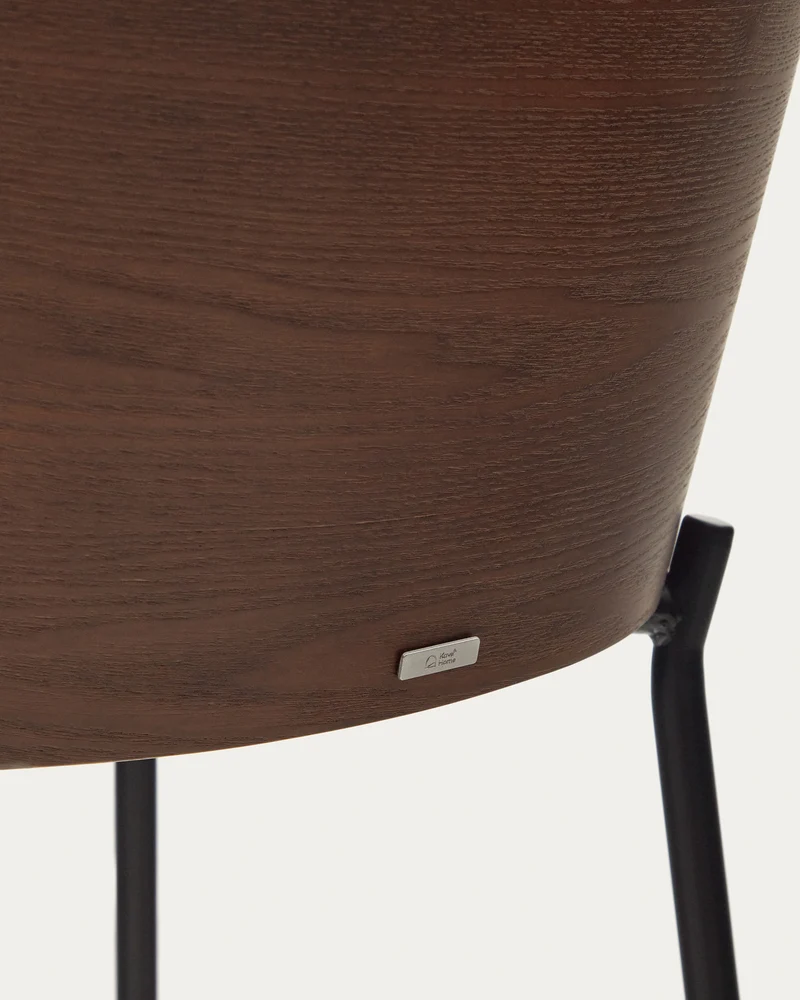 Eamy stool light brown chenille & walnut 77 cm