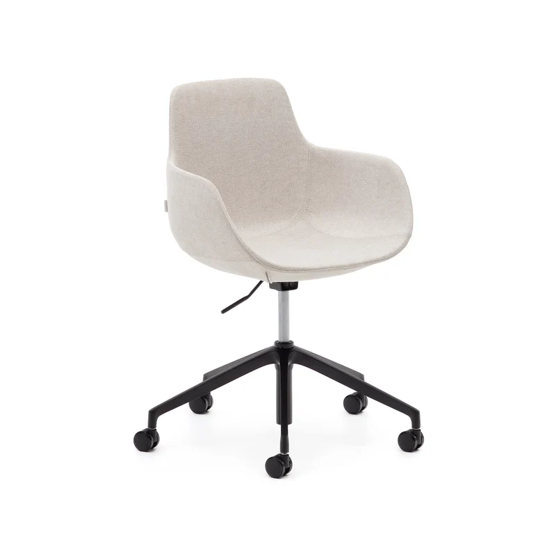 Tissiana beige and aluminium desk chair with matt black finish