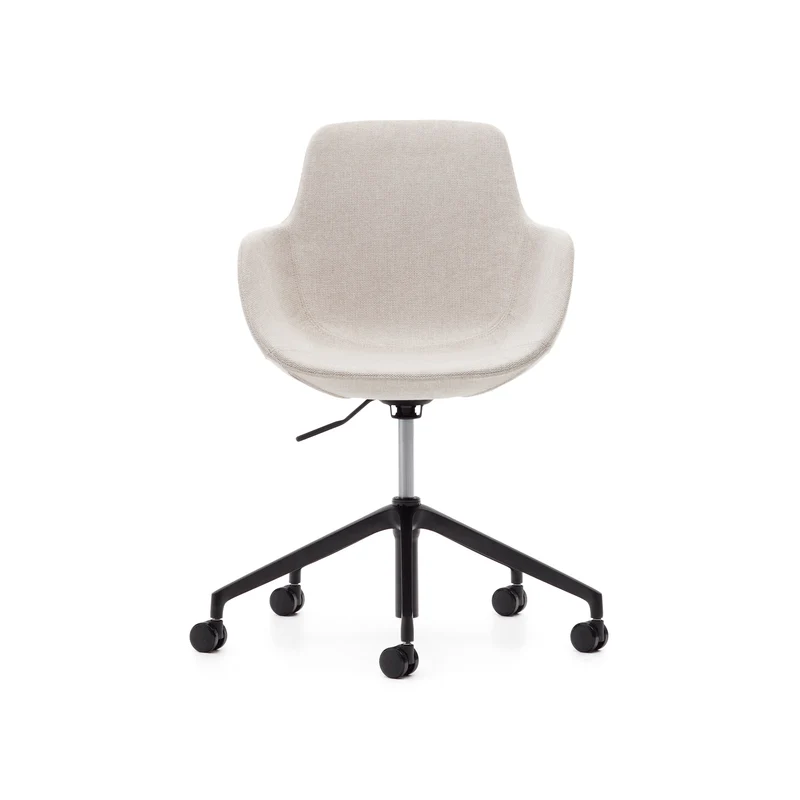 Tissiana beige and aluminium desk chair with matt black finish