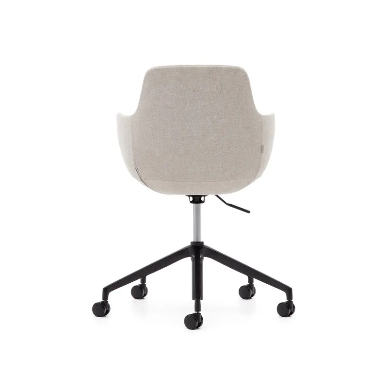 Tissiana beige and aluminium desk chair with matt black finish