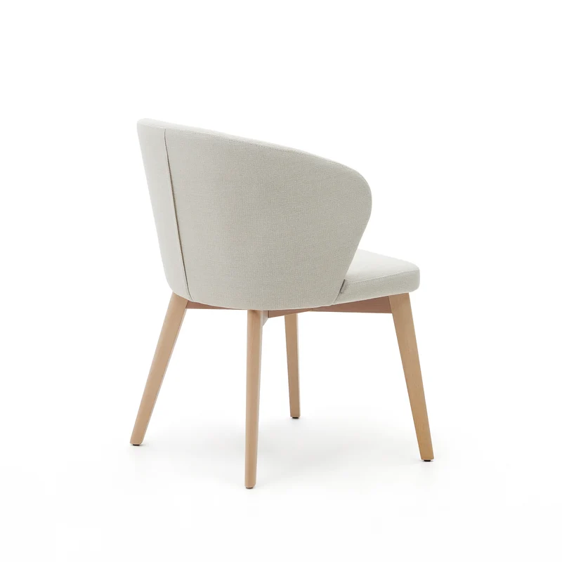 Darice chair in beige chenille and solid beech wood in a natural finish