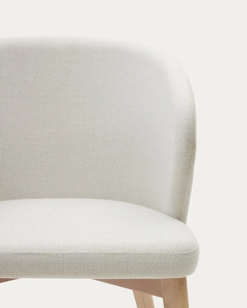 Darice chair in beige chenille and solid beech wood in a natural finish