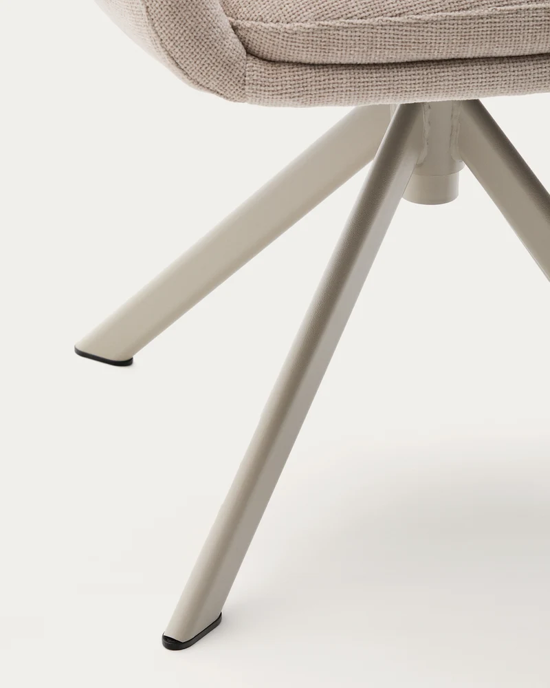 Dorina swivel chair in beige chenille and steel legs in a beige finish