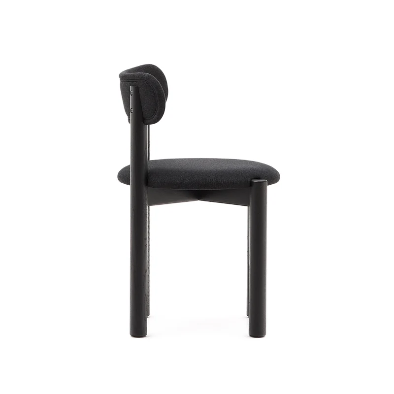 Nebai chair in black chenille with a solid oak wood structure and black finish FSC MIX Credit