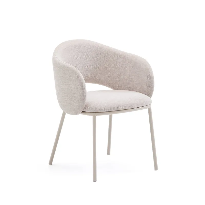 Maina chair in beige and steel legs in a beige finish, FSC Mix Credit