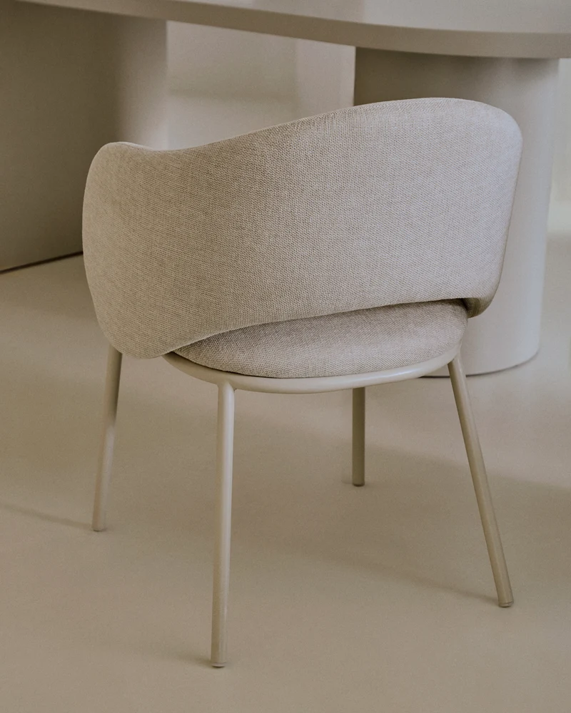 Maina chair in beige and steel legs in a beige finish, FSC Mix Credit
