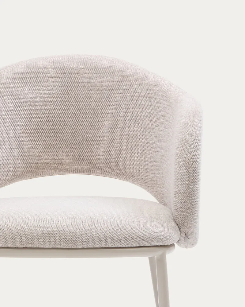 Maina chair in beige and steel legs in a beige finish, FSC Mix Credit