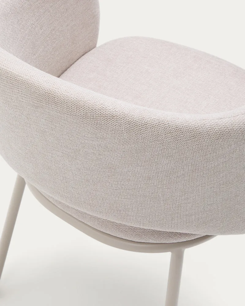 Maina chair in beige and steel legs in a beige finish, FSC Mix Credit