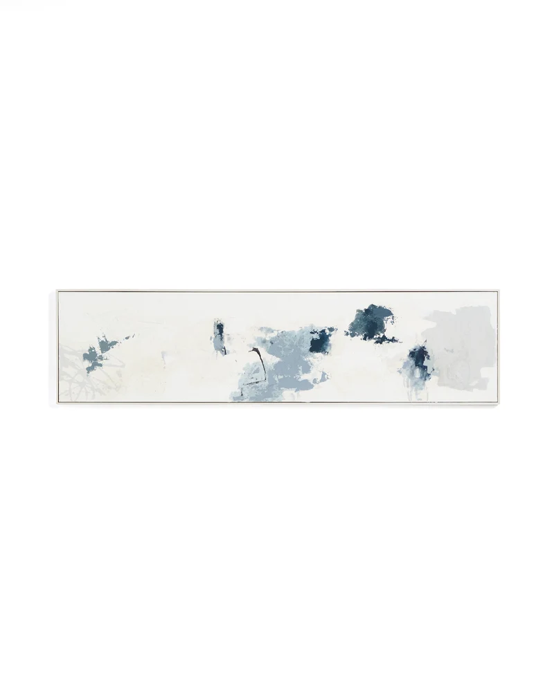 Erale grey and blue hand-painted abstract picture 47 x 182cm