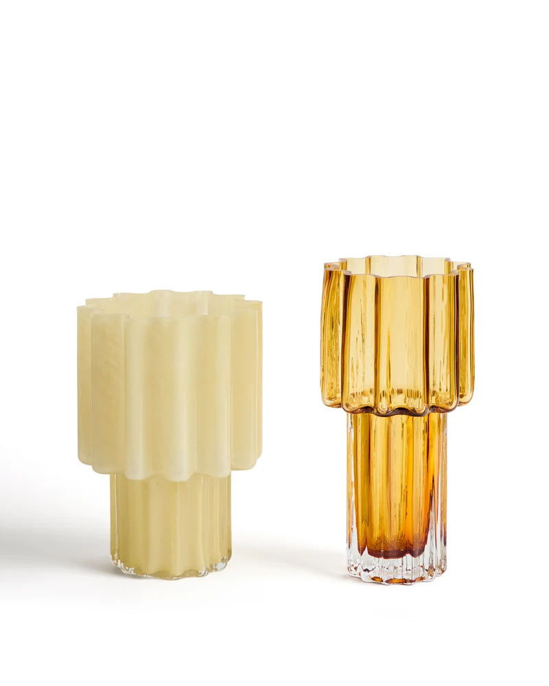Cristila yellow glass vase 25cm
