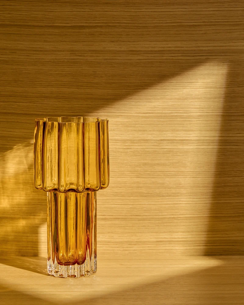 Cristila orange glass vase 30cm