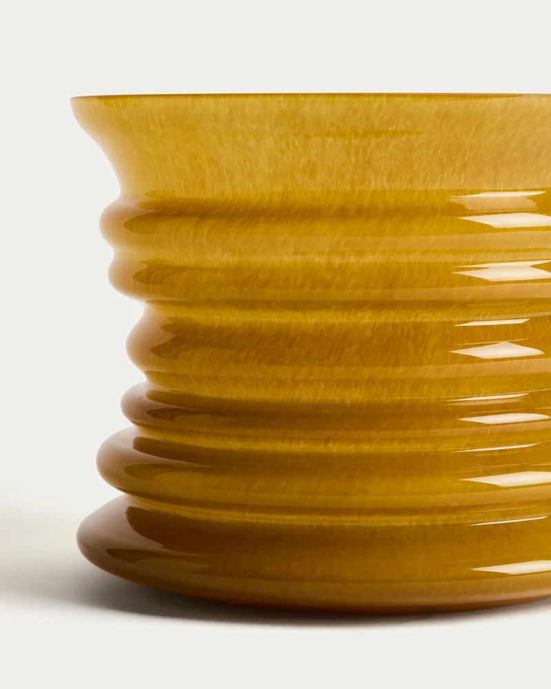 Ambere yellow glass vase 20cm