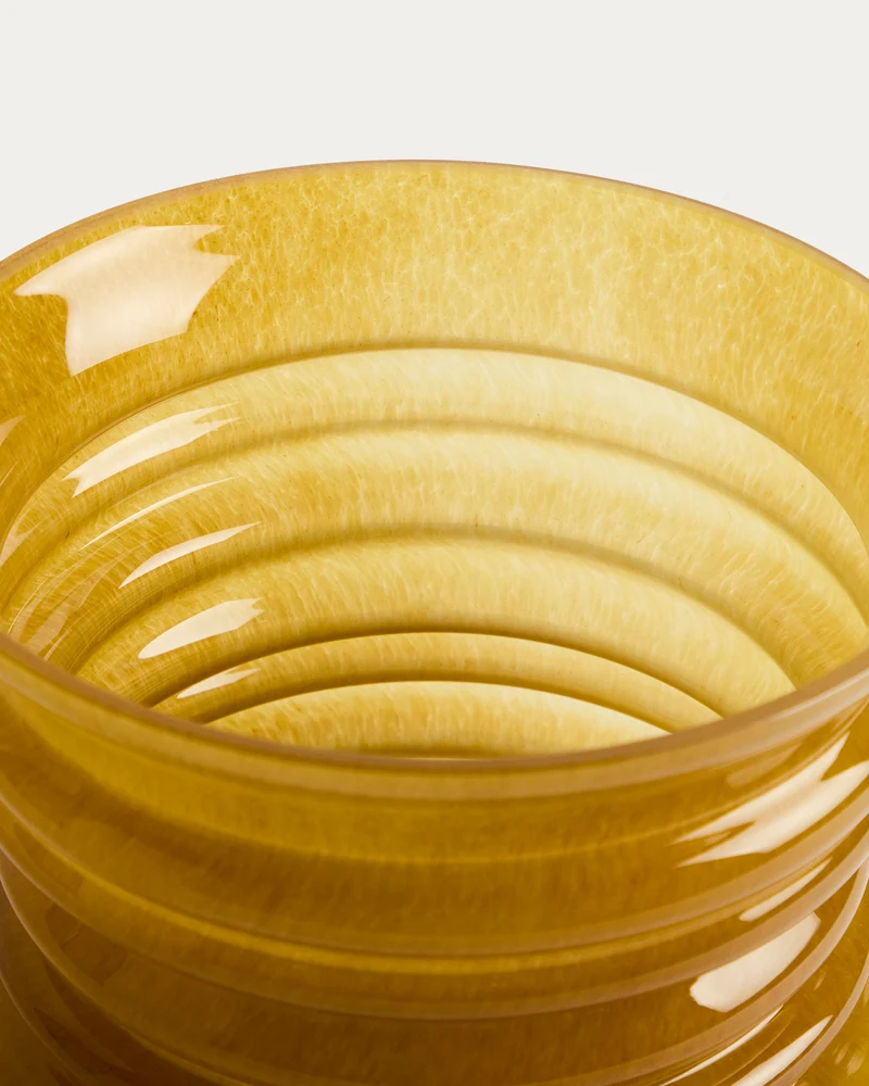 Ambere yellow glass vase 20cm