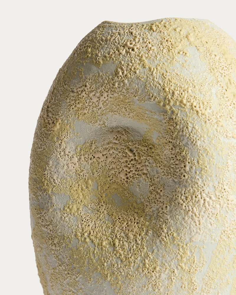 Medira ecru and yellow ceramic vase 32.5cm
