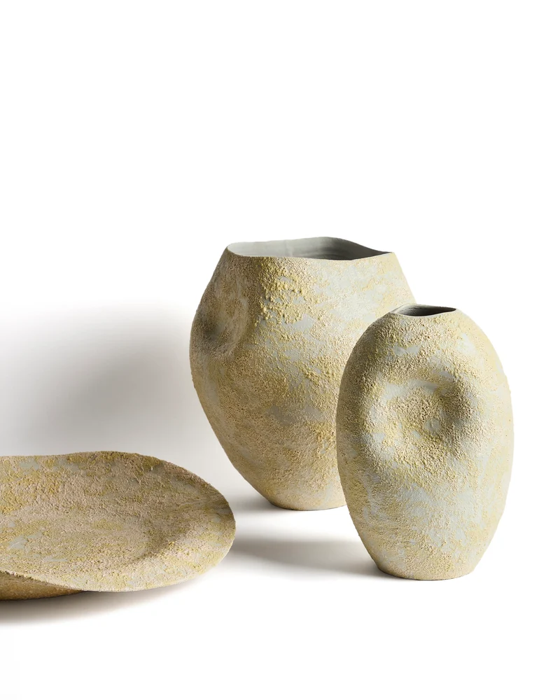 Medira ecru and yellow ceramic centrepiece Ø50.5cm