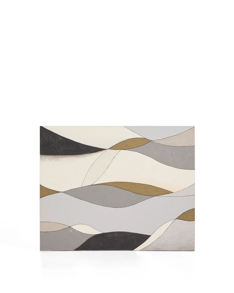 Marvilo grey and mustard abstract canvas 80 x 100cm