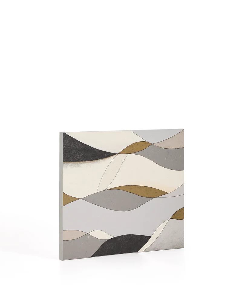 Marvilo grey and mustard abstract canvas 80 x 100cm