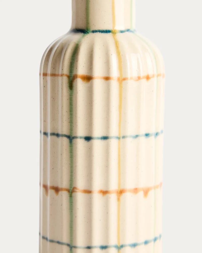 Belor ceramic oil cruet with multicoloured lines