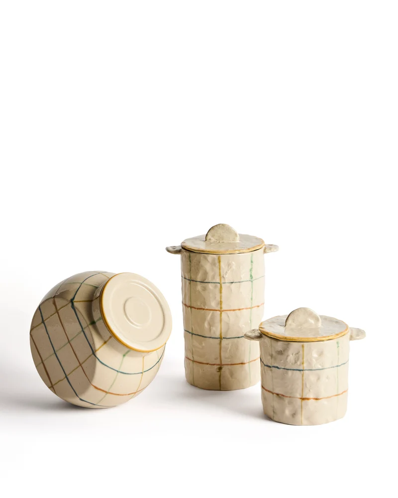 Belor ceramic pot with multicoloured lines 22cm