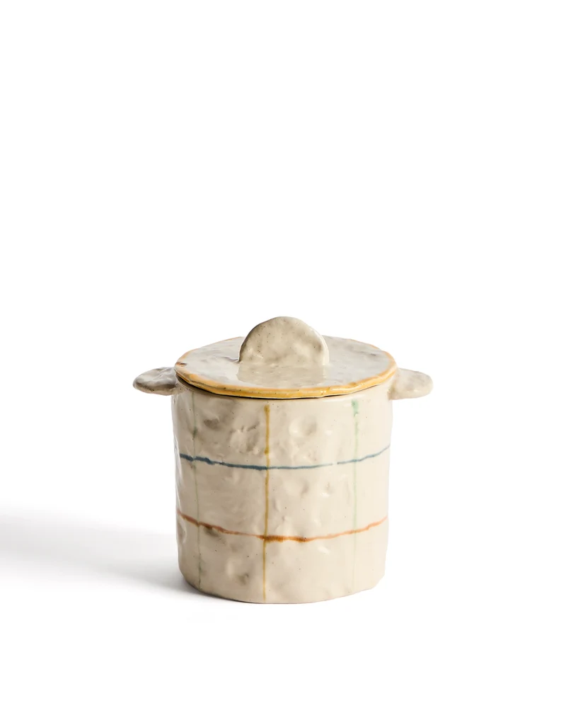 Belor ceramic pot with multicoloured lines 13.5cm