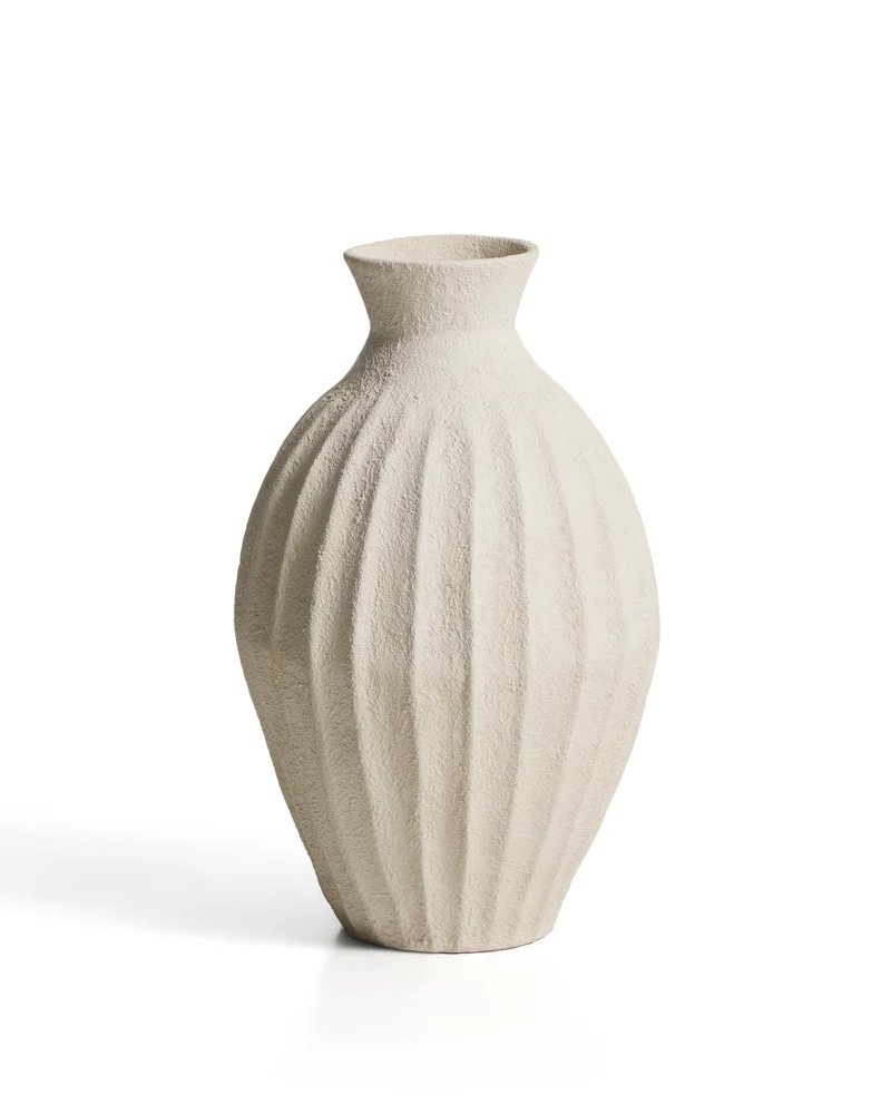 Arquena beige papier-mâché vase 67cm
