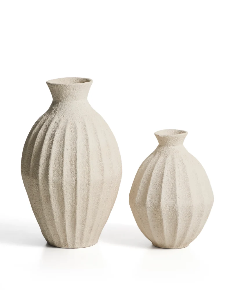 Arquena beige papier-mâché vase 67cm