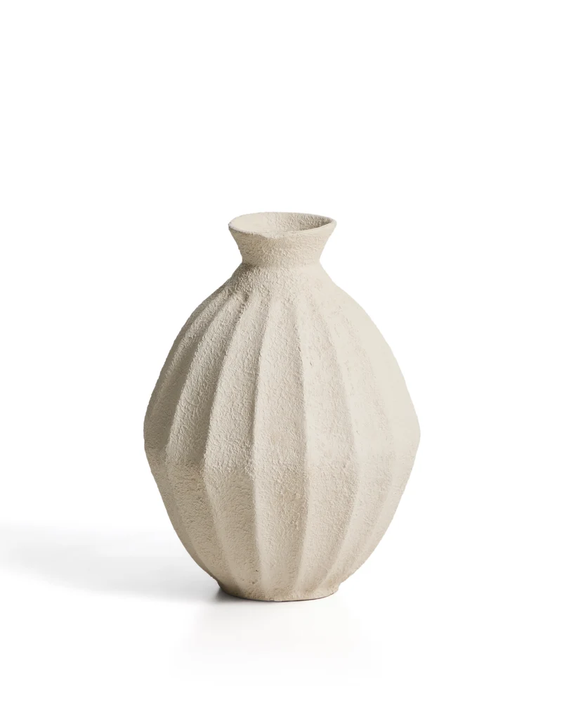 Arquena beige papier-mâché vase 46cm