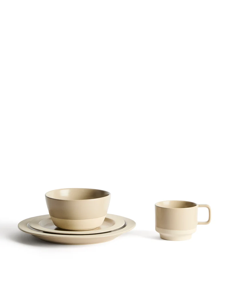 Doren beige ceramic dessert plate