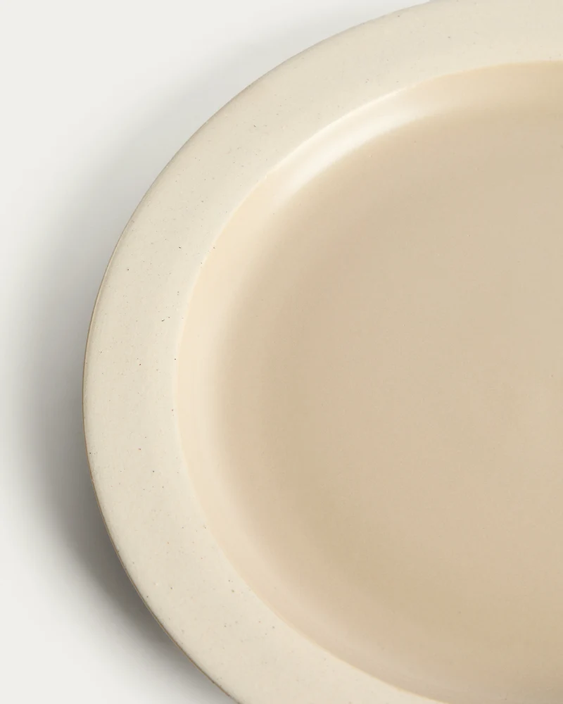 Doren beige ceramic dessert plate