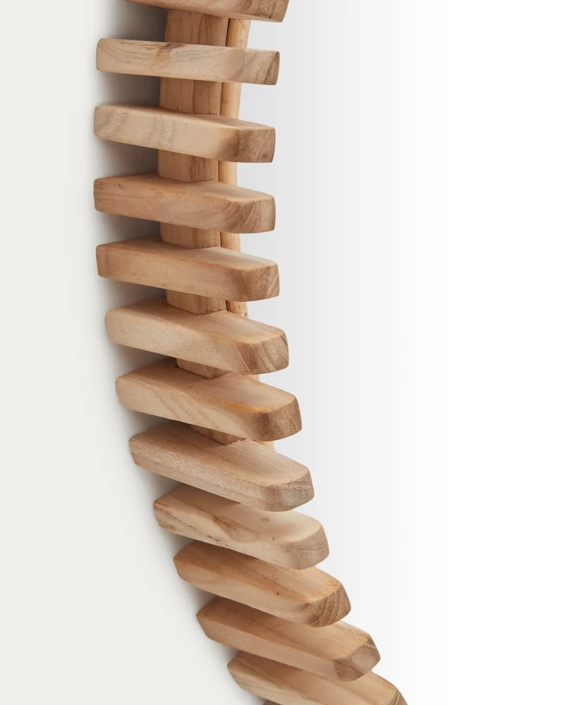 Polke Teak Wood Mirror Ø 80 cm