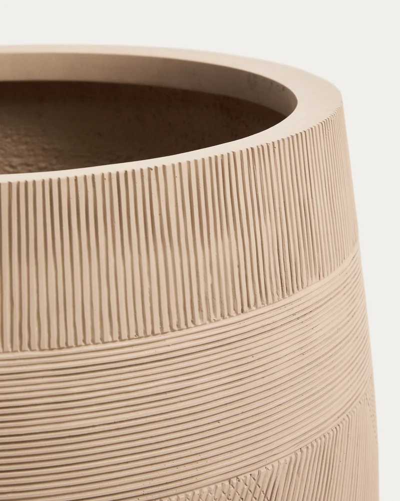 Tival set of 2 beige cement-effect planters Ø 50cm/Ø 34cm