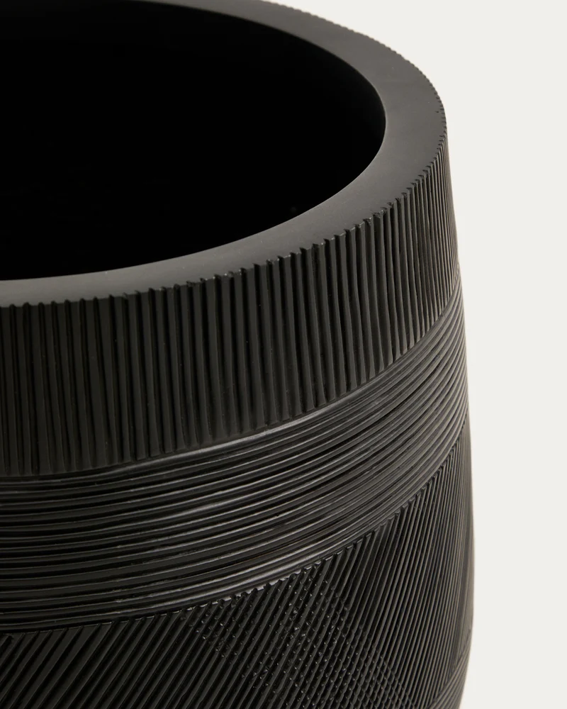 Tival set of 2 black cement-effect planters Ø 50cm/Ø 34cm