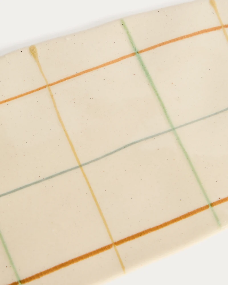 Belor ceramic serving board with multicoloured lines 36 x 13.8cm