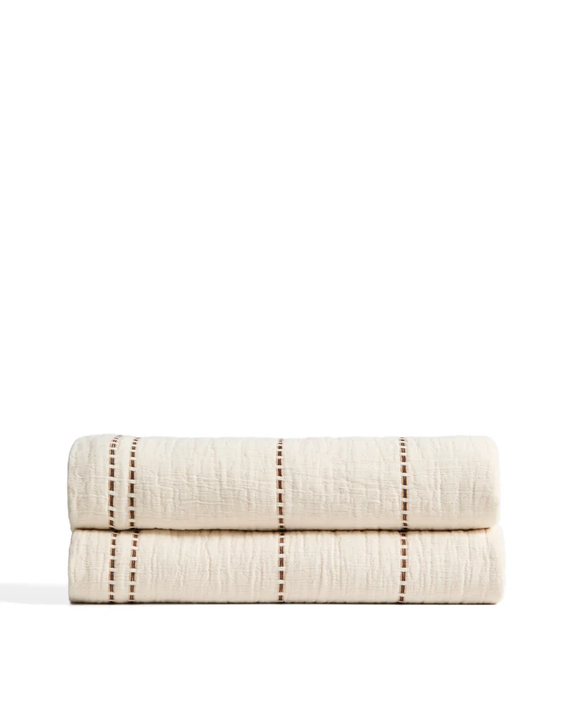 Siloda beige striped bedspread 240 x 260 cm