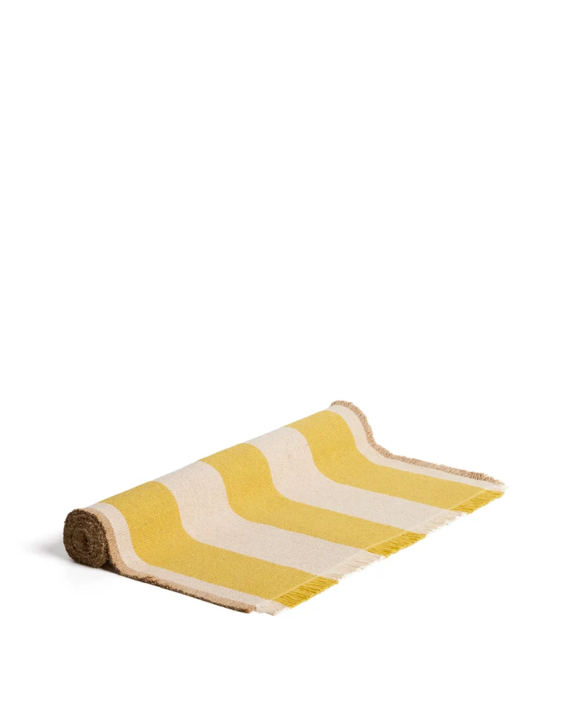 Daltan yellow striped table runner