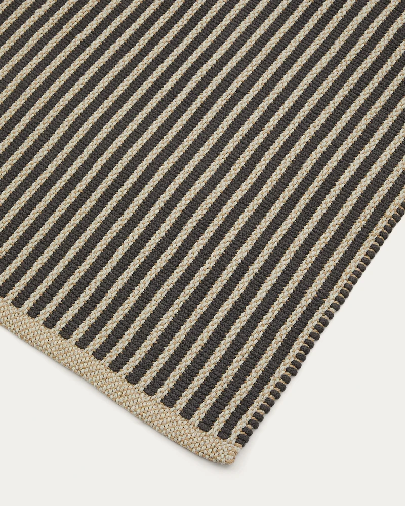 Satanca Beige and Black Striped Rug, 160 x 230 cm