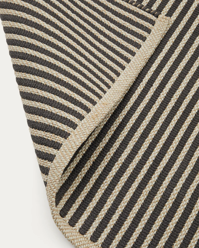 Satanca Beige and Black Striped Rug, 160 x 230 cm