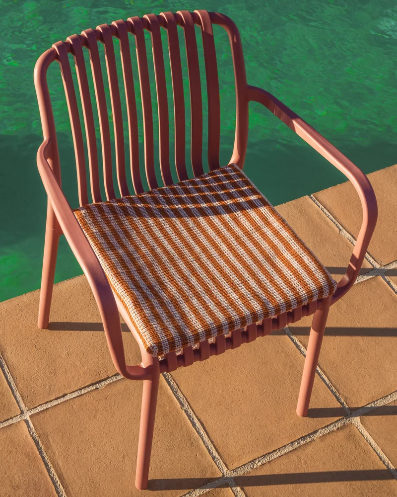 Dirome Orange Striped Chair Cushion