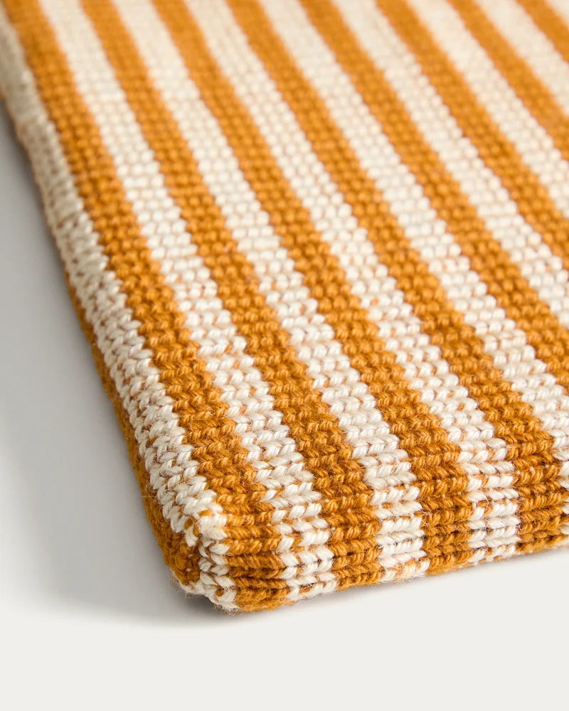 Dirome Orange Striped Chair Cushion