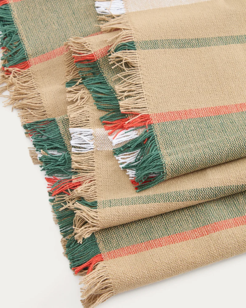 Davia table runner with green stripes 50 x 150cm