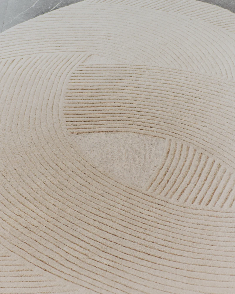 Domm beige wool rug, Ø 200 cm