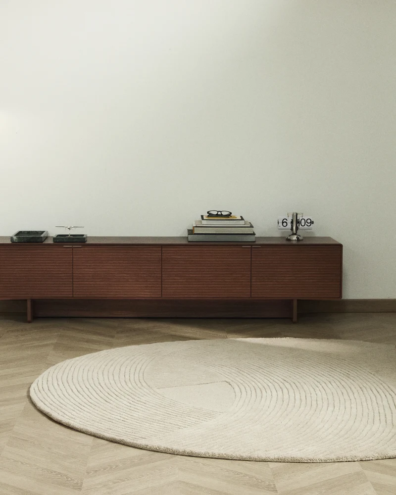 Domm beige wool rug, Ø 200 cm