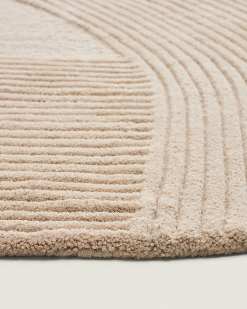 Domm beige wool rug, Ø 200 cm